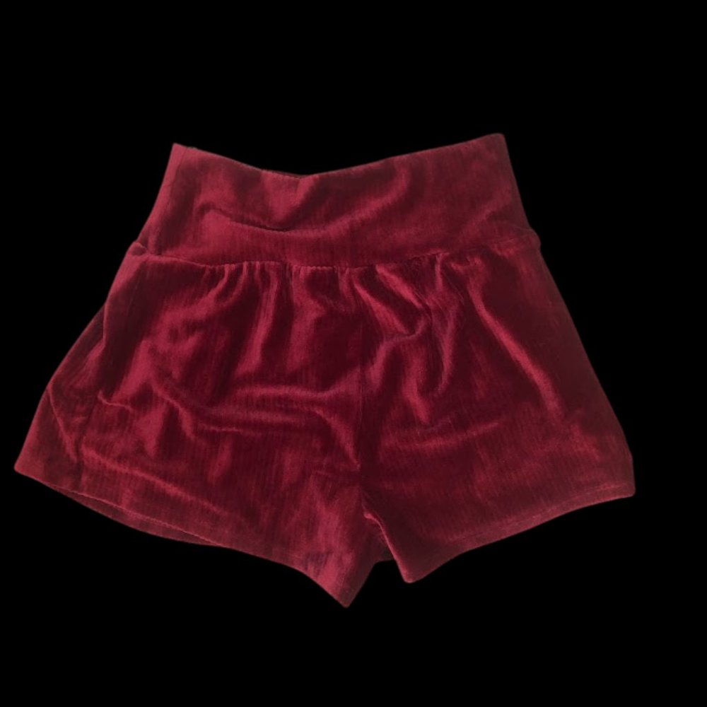 BOZZOLO RED WINE VELVET SHORTS - Picture 2 of 6